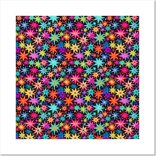 Neon Stars Pattern Posters and Art